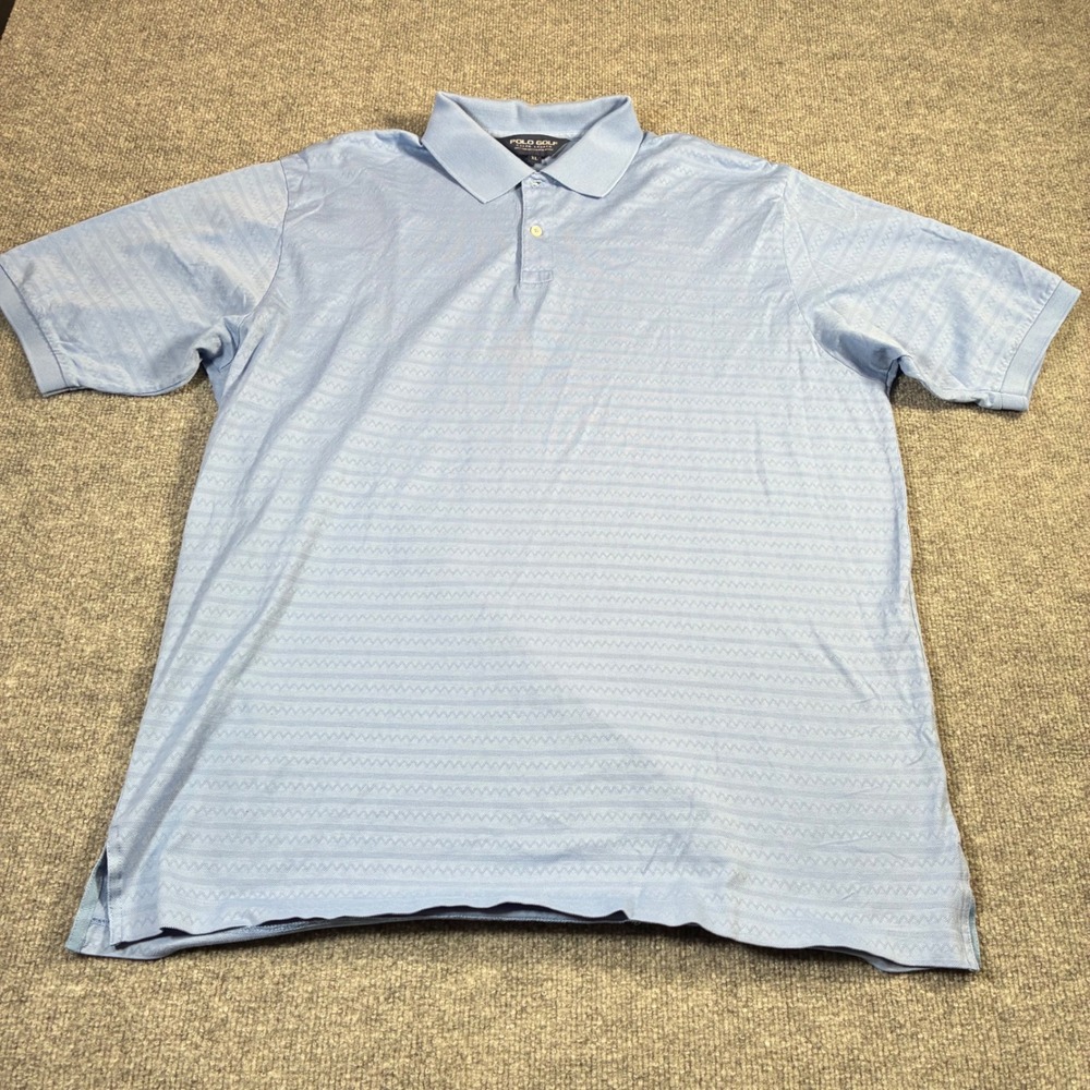 Polo Golf Ralph Lauren Polo Shirt Mens XL Blue Pima Cotton Zigzag Knit